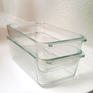 2 Vtg PYREX 215-B (9×5×3) 2Qt. Bread Loaf Baking Dish (Clear Glass) 1970s